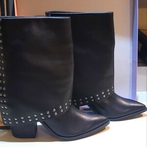 Lisa ☆ Vicky |Black, Heeled Studded Women's Boots| Size 9.5M